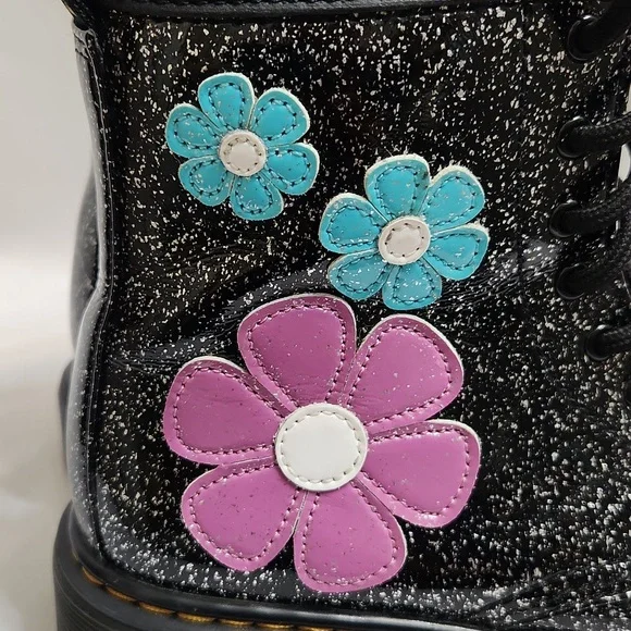 Dr. Martens 1460J Floral Glitter Patent Leather Lace-up boots (size 3) - Picture 9 of 14